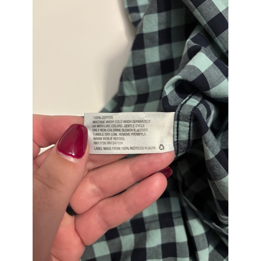 Goodfellow & Co Mens Large Northrop Shirt Blue Gingham Check Short Sleeve - Picture 12 of 13